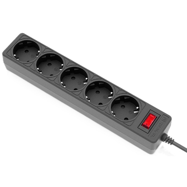 Фото - Мережевий фільтр REAL-EL RS-Protect 505 1.8 м Black (EL122300044)